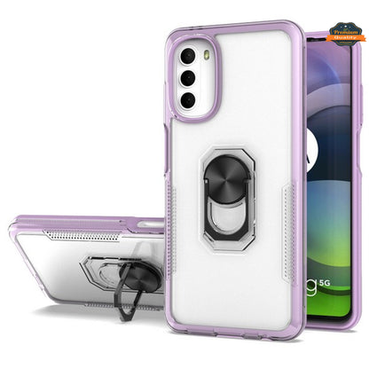 For Samsung Galaxy A53 5G Transparent Hybrid PC Magnetic Ring Stand (work with Car Mount) Detachable Frame Bumper  Phone Case Cover