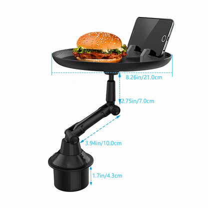 For Universal Cup Holder Tray Adjustable Rotatable 360° Swivel Arm with 9" Tray Surface and Phone Slot Fits Vehicle, Boats, Car, SUV,Truck Black Phone Case Cover