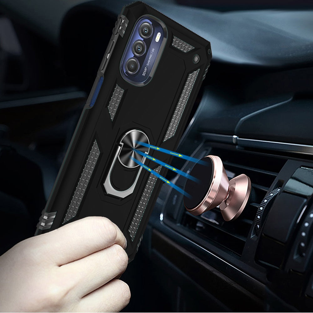 For Motorola Moto G Stylus 5G 2022 Hybrid with Belt Clip Holster Ring Stand Holder, Military Grade Fit Magnetic Car Mount  Phone Case Cover