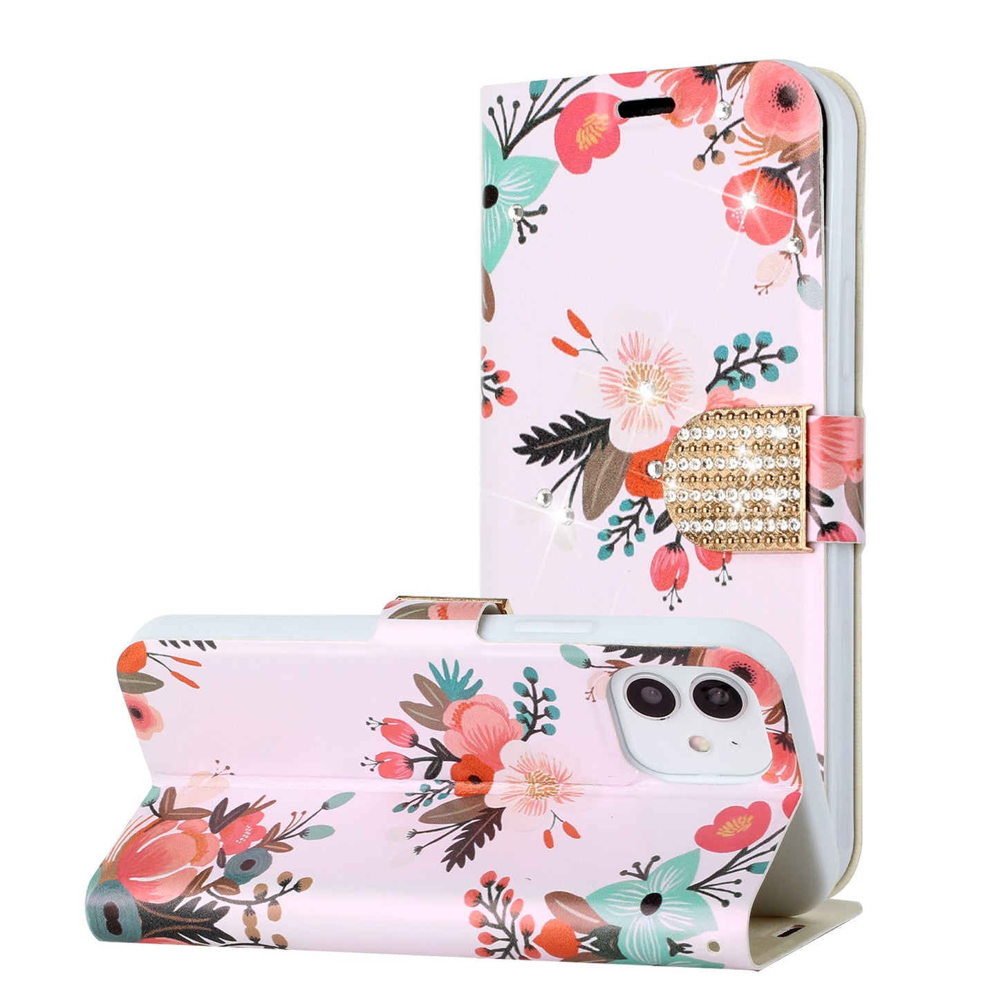 For Samsung Galaxy A73 5G Design Pattern PU Leather Wallet Case 3D Diamond Bling Buckle with Credit Card Slot, Pouch Flip  Phone Case Cover