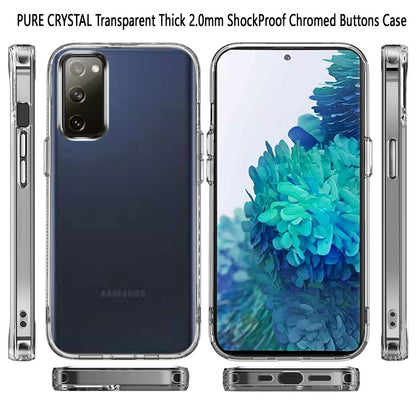For Samsung Galaxy S20 FE /Fan Edition Hybrid HD Crystal Clear Hard PC Back Gummy TPU Frame Slim Thin Fit with Chromed Buttons Transparent Phone Case Cover