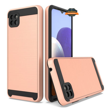 For Boost Mobile Celero 5G Slim Rugged TPU + Hard PC Brushed Metal Texture Hybrid Dual Layer Defender Armor Shock Absorbing  Phone Case Cover