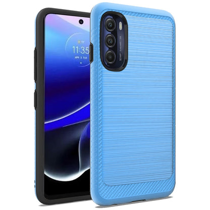 For Motorola Moto G Stylus 5G 2022 Slim Hybrid TPU 2-Piece Bumper Shockproof Brushed Texture Carbon Fiber Hard PC Back  Phone Case Cover