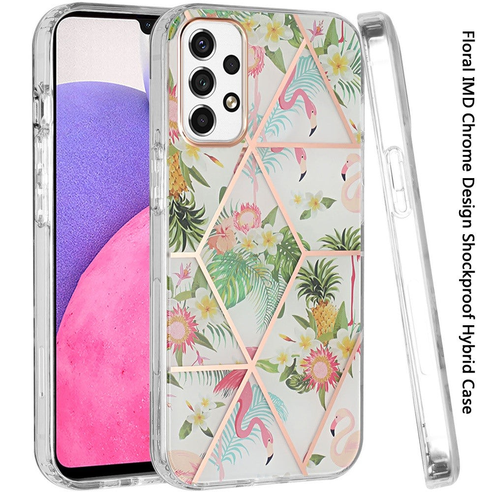 For Samsung Galaxy A33 5G Fashion Floral IMD Design Flower Pattern Hybrid Protective Hard PC Rubber TPU Slim Hard Back  Phone Case Cover