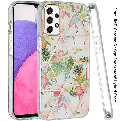For Samsung Galaxy A33 5G Fashion Floral IMD Design Flower Pattern Hybrid Protective Hard PC Rubber TPU Slim Hard Back  Phone Case Cover