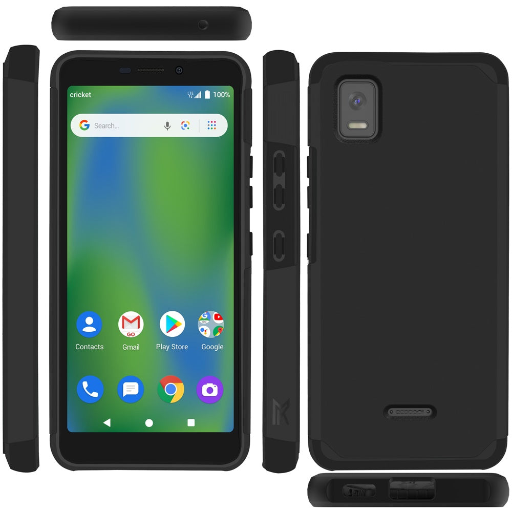 For Cricket Debut Smart Slim Shock Absorption 2in1 Tough Hybrid Dual Layer Hard PC TPU Rubber Frame Armor Defender  Phone Case Cover