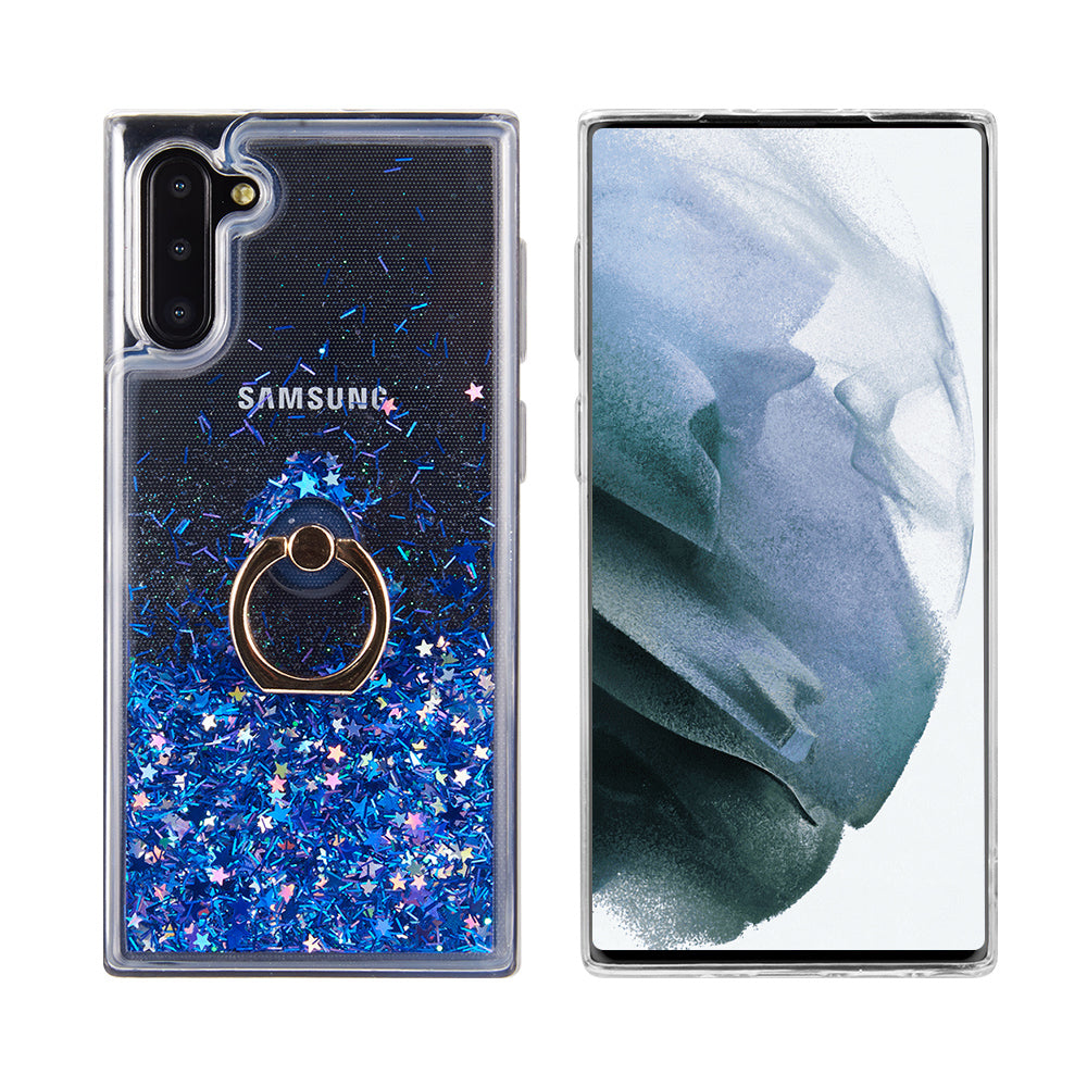 For Samsung Galaxy S22 /Plus Ultra Hybrid Glitter Luxury Bling Sparkling Liquid Quicksand Glittering Sparkle TPU Rubber PC with Ring Stand Holder Kickstand  Phone Case Cover
