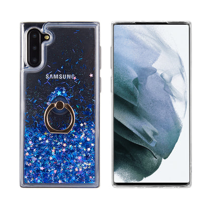 For Samsung Galaxy S22 /Plus Ultra Hybrid Glitter Luxury Bling Sparkling Liquid Quicksand Glittering Sparkle TPU Rubber PC with Ring Stand Holder Kickstand  Phone Case Cover