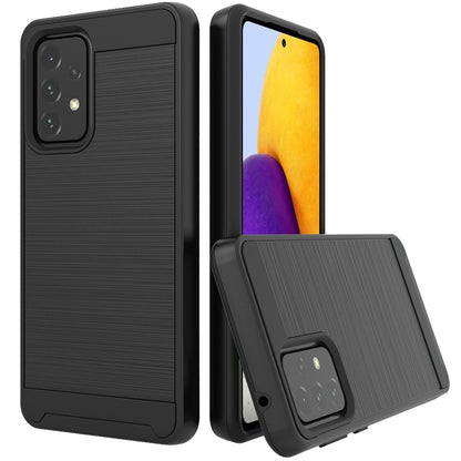 For Samsung Galaxy A73 5G Hybrid Rugged Brushed Metallic Design [Soft TPU + Hard PC] Dual Layer Shockproof Armor Impact  Phone Case Cover