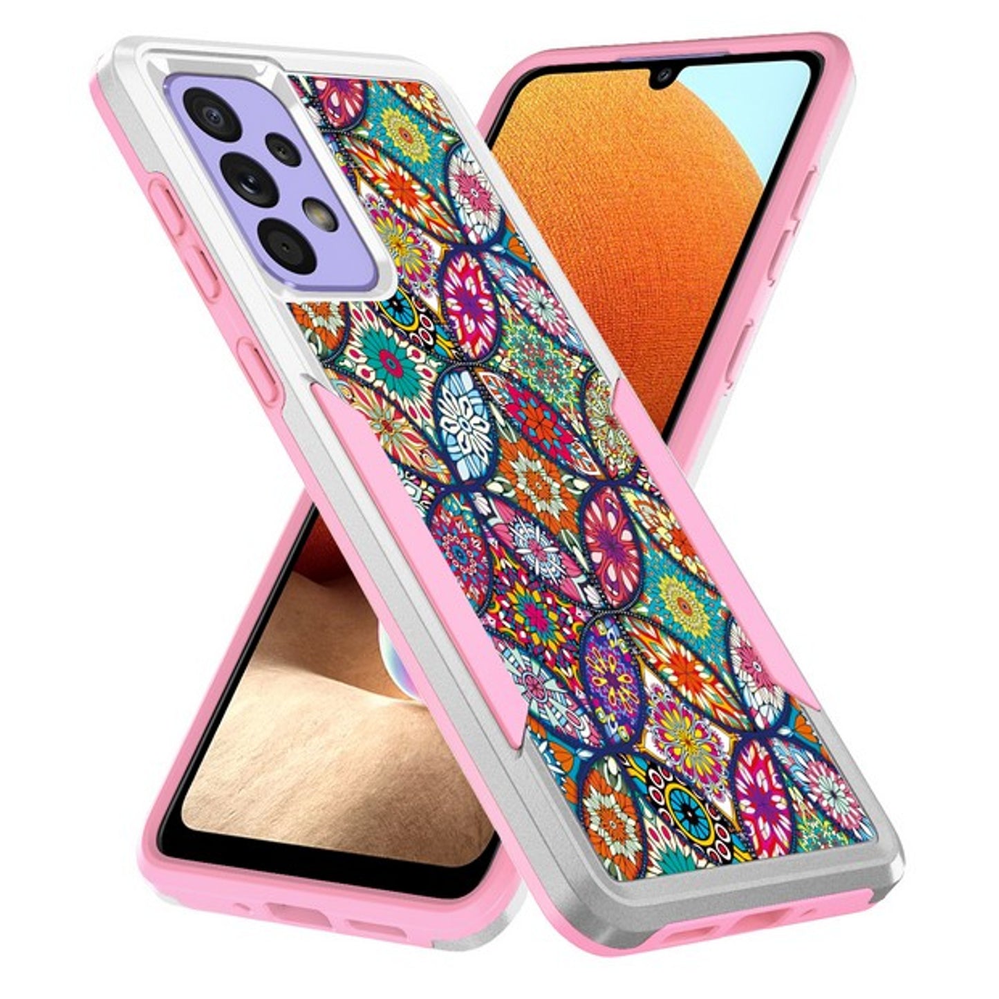 For Samsung Galaxy A13 5G Pattern Design Hybrid Bumper Rugged Dual Layer Heavy-Duty Military-Grade TPU Hard Defender  Phone Case Cover