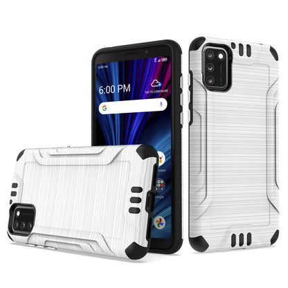 For TCL A3X Hybrid Dual Layer Slim Defender Armor Tuff Metallic Brush Texture Finishing Shockproof Hard PC + Soft TPU Rubber  Phone Case Cover
