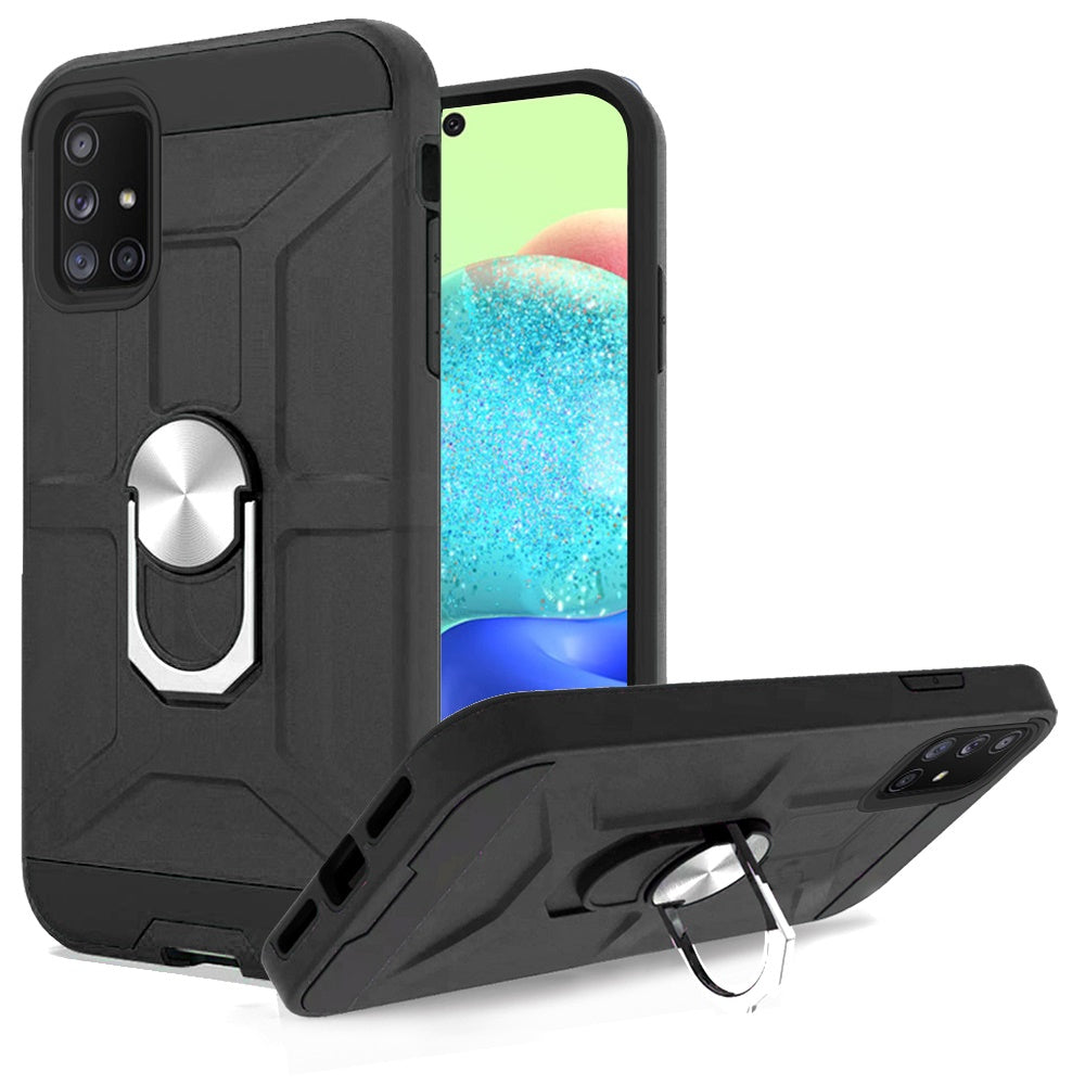 For Samsung Galaxy A71 5G Hybrid Cases Stand Kickstand Ring Holder [360° Rotating] Armor Work with Magnetic Car Mount Black Phone Case Cover