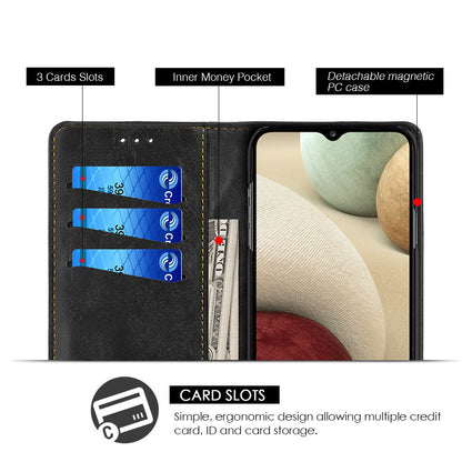 For Samsung Galaxy A22 5G Luxury PU Leather Wallet Pouch Magnetic Detachable with Credit Card Slots Removable Flip Cover Black Phone Case Cover
