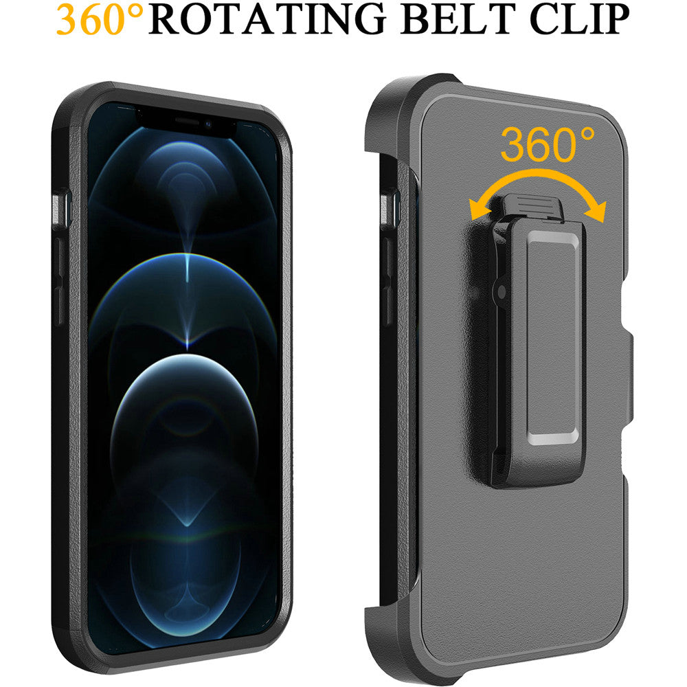 For Apple iPhone SE 2022 /SE 2020/8/7 Hybrid Rugged Shockproof 3-Layer Military Tough with Swivel Belt Clip Kickstand & Holster  Phone Case Cover