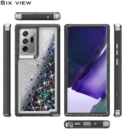 For Samsung Galaxy A22 5G Hybrid Liquid Glitter 3D Bling Quicksand Flowing Sparkle Hard Shockproof 3 in 1 TPU Heavy Duty  Phone Case Cover