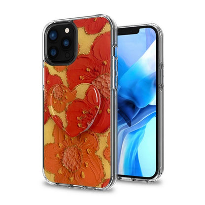 For Apple iPhone 13 /Pro Max Mini Elegant Pattern Design Bling Glitter Hybrid Cases with Ring Stand Pop Up Finger Holder Kickstand  Phone Case Cover