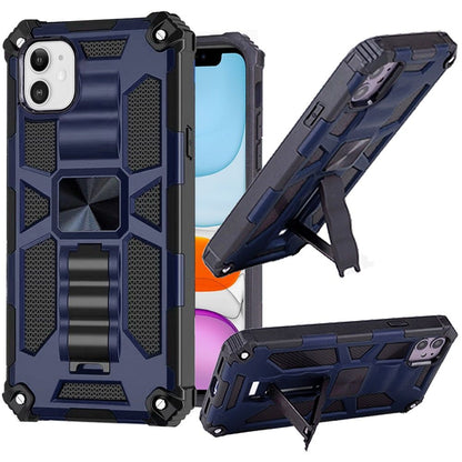 For Apple iPhone 14 (6.1") Heavy Duty Stand Hybrid Shockproof Rugged with Built-in Kickstand Fit Magnetic Car Mount  Phone Case Cover