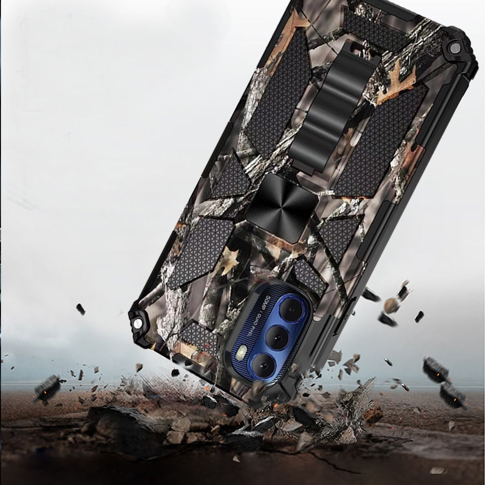 For Motorola Moto G Stylus 5G 2022 Heavy Duty Hybrid Camouflage [Military Grade] Rugged Fit Magnetic Car Mount Stand  Phone Case Cover