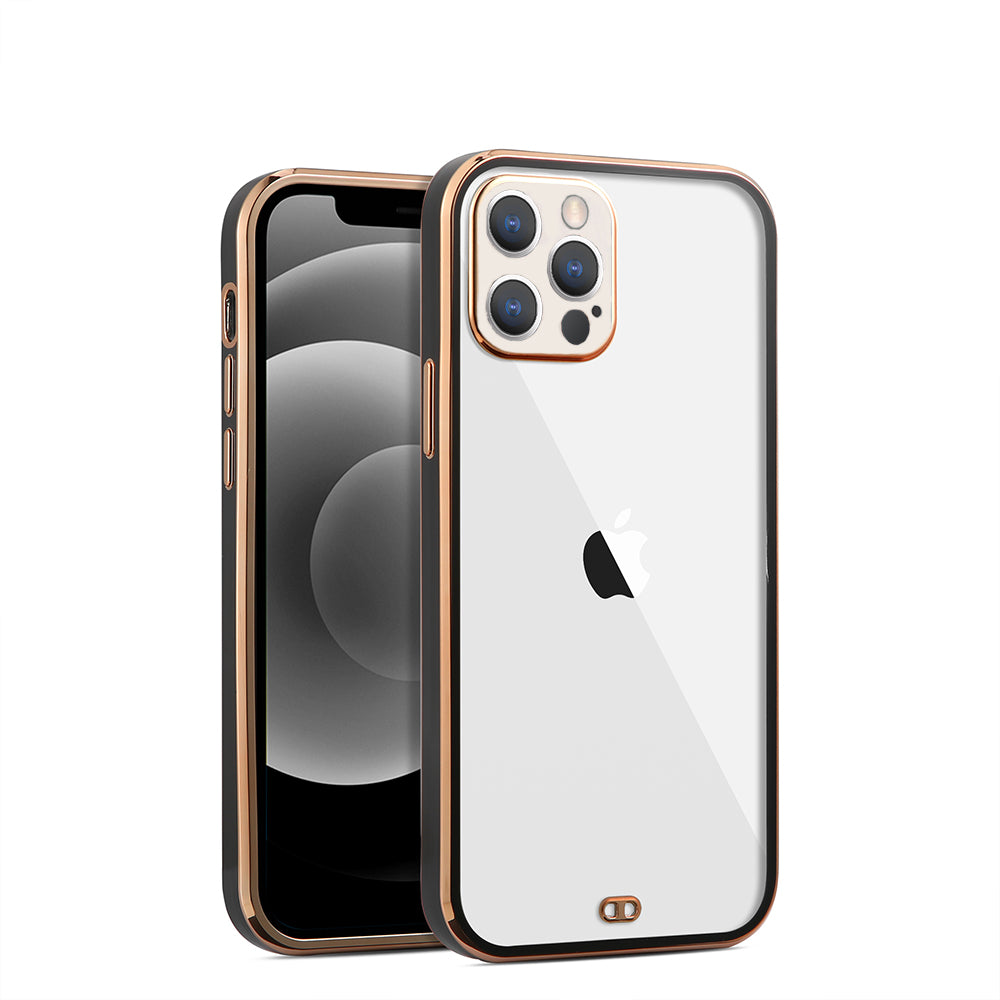 For Apple iPhone 13 /Pro Max Hybrid PC Bumper Plating with Raised Camera Protection Shockproof Slim Frame TPU Protective  Phone Case Cover