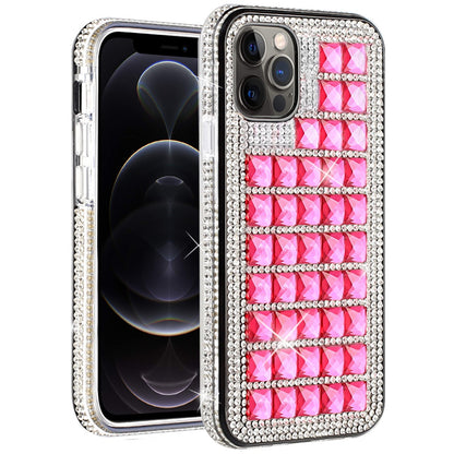 For Apple iPhone 13 /Pro Max Mini Fashion Luxury 3D Bling Diamonds Rhinestone Jeweled Shiny Crystal Glitter Hybrid TPU Bumper Hard  Phone Case Cover