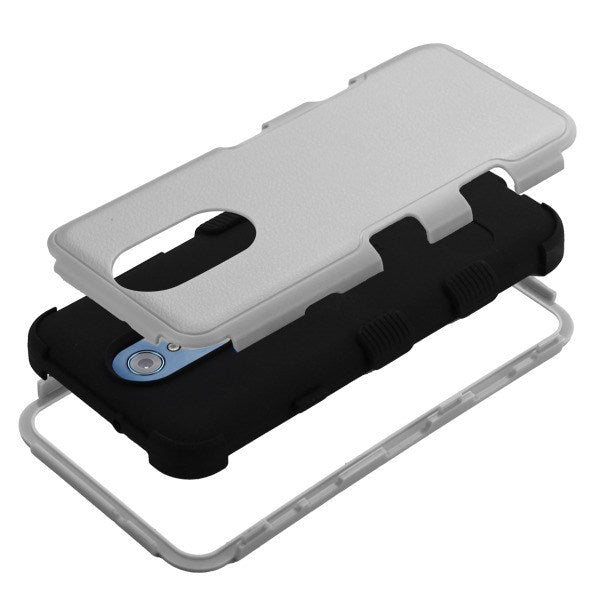 For LG Q7, LG Q7+ Hybrid Three Layer Hard PC Shockproof Heavy Duty TPU Rubber Anti-Drop Gray Black Phone Case Cover