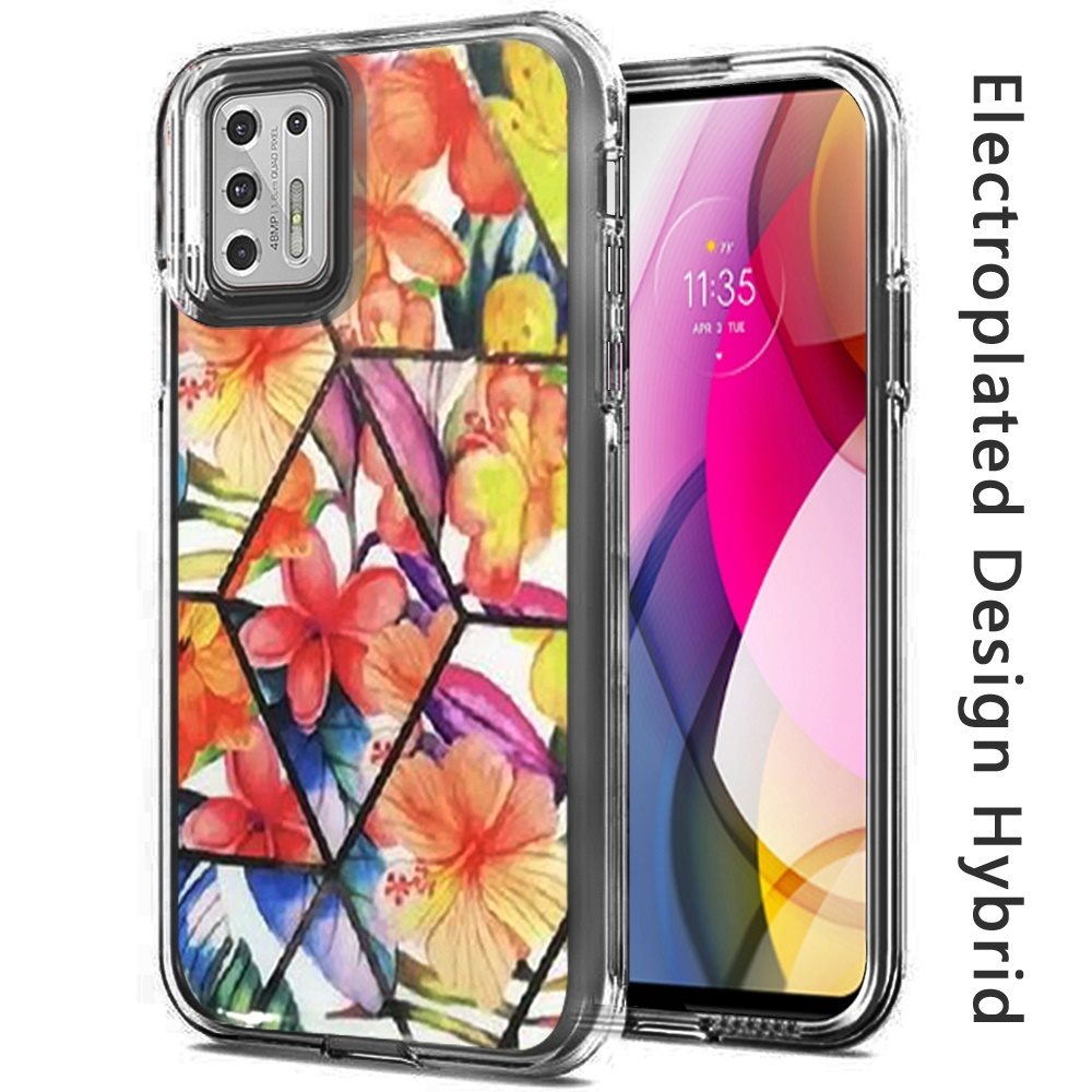 For Motorola Moto G Pure Electroplated Design Pattern Hybrid Luxury Fashion Hard PC TPU Bumper Hybrid Shook-Proof Armor  Phone Case Cover