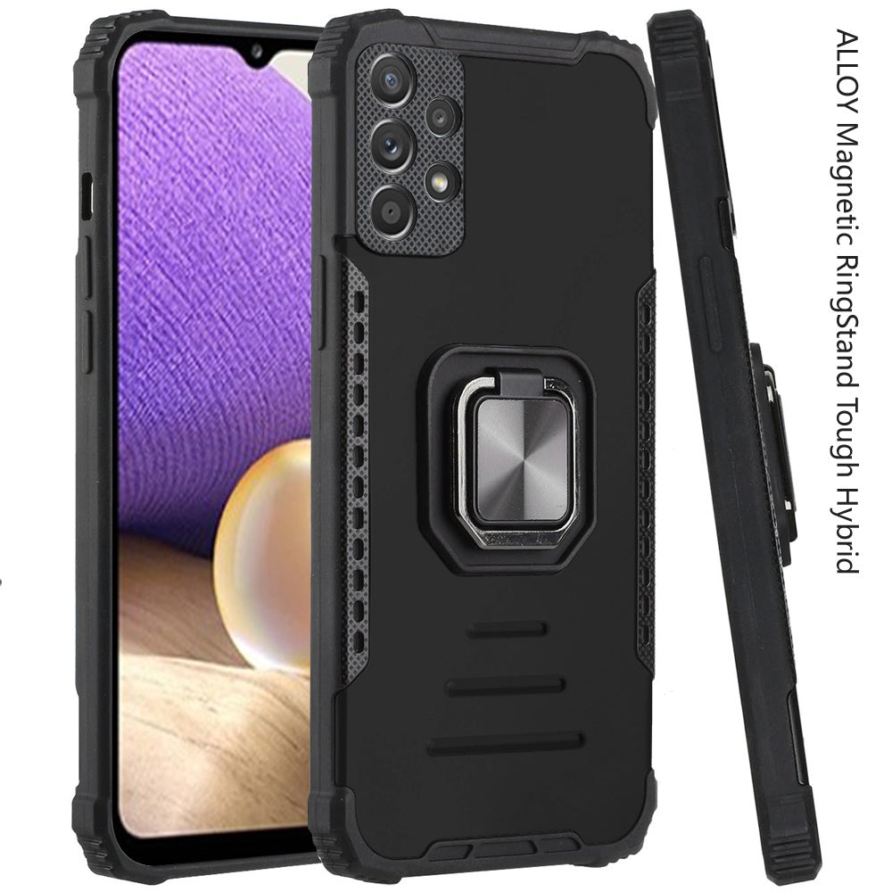 For Samsung Galaxy A32 5G Hybrid with Stand Magnetic Ring Kickstand Bumper Shockproof Armor Heavy Duty Military Grade Hard  Phone Case Cover