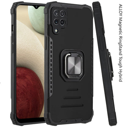For Samsung Galaxy A12 5G Hybrid with Stand Magnetic Ring Kickstand Bumper Shockproof Armor Heavy Duty Military Grade Hard  Phone Case Cover