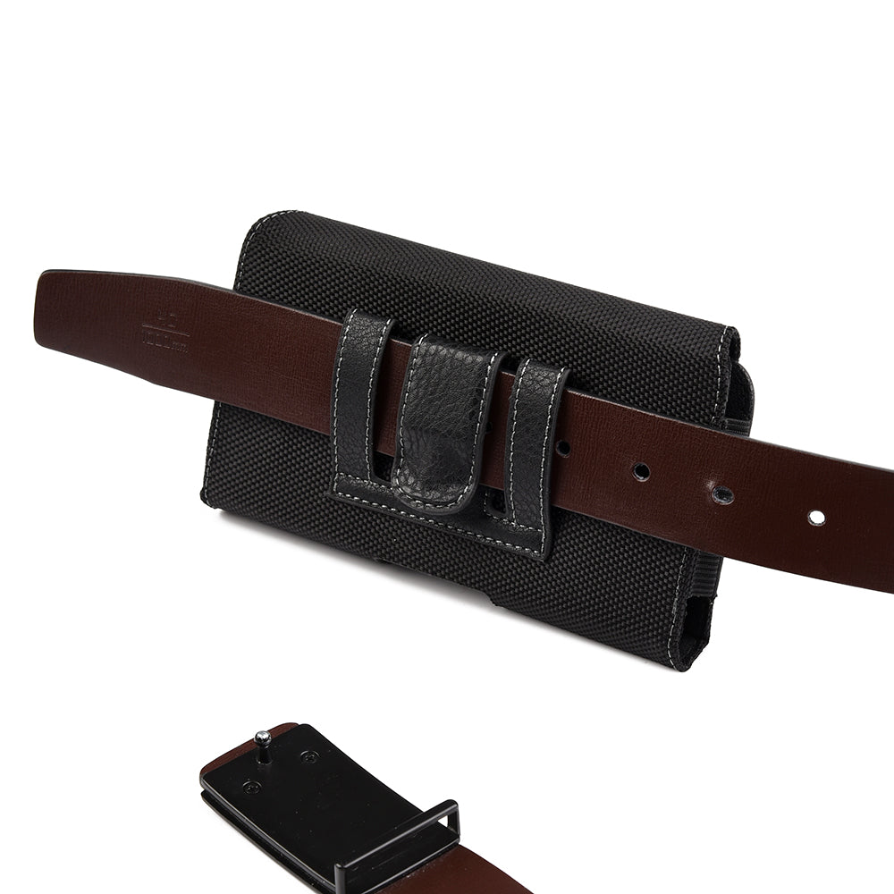 For Nokia C200 Universal Premium Horizontal Leather Case Pouch Holster with Magnetic Closure Belt Clip & Belt Loops Holster [Black]