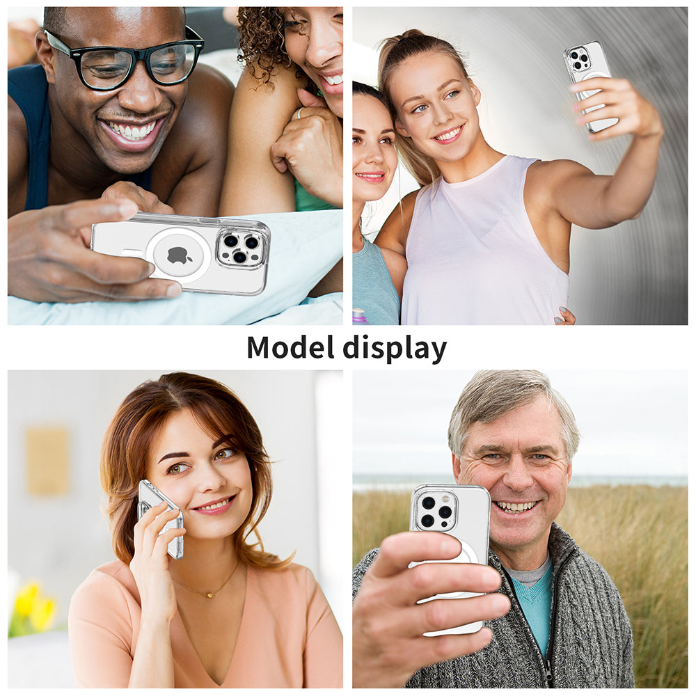 For Apple iPhone 14 /Plus Pro Max Transparent Thick Hybrid Hard PC Shell & Soft TPU Shockproof Compatible with MagSafe  Phone Case Cover