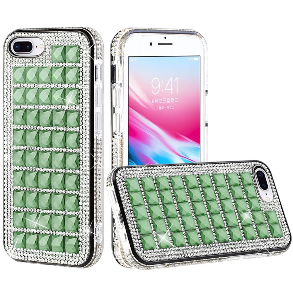 For Apple iPhone SE 3 (2022) SE/8/7 Fashion Luxury 3D Bling Diamonds Rhinestone Jeweled Shiny Hybrid TPU Bumper Hard  Phone Case Cover