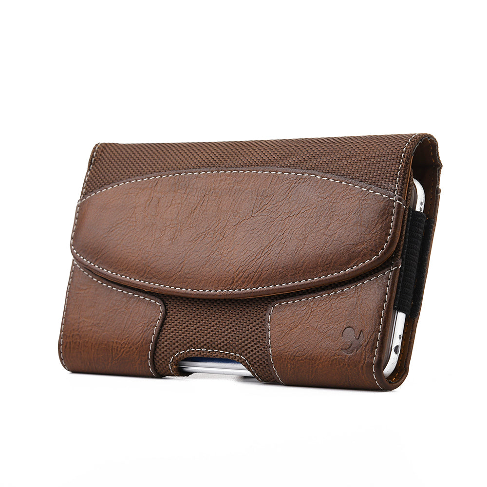 For Nokia C200 Horizontal Universal Pouch Case PU Leather Cell Phone Holster with Belt Clip and Card Slot Pocket Cover [Brown]