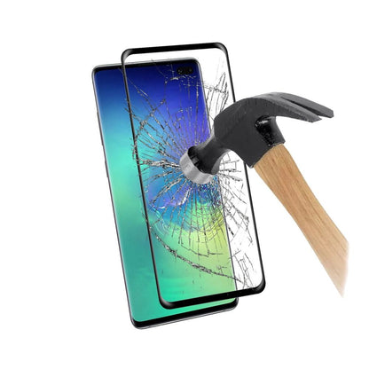 For Samsung Galaxy S10+ Plus Tempered Glass Screen Protector Designed to allow full functionality Fingerprint Unlock 3D Curved Edge Glass Full coverage Clear Black Screen Protector