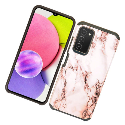 For Samsung Galaxy A03S Stylish Design Marble Armor Dual Layer 2 in 1 Rubberized Hard Shell Shockproof TPU Hybrid  Phone Case Cover