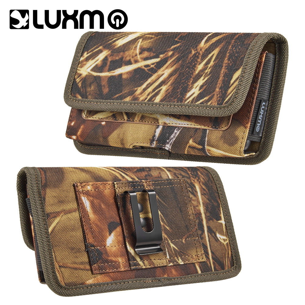 For Motorola Moto G Stylus 5G (2022) Universal Horizontal Cell Phone Case Camo Print Holster Carrying Pouch with Belt Clip and 2 Card Slots fit XL Devices 7" [Camouflage]