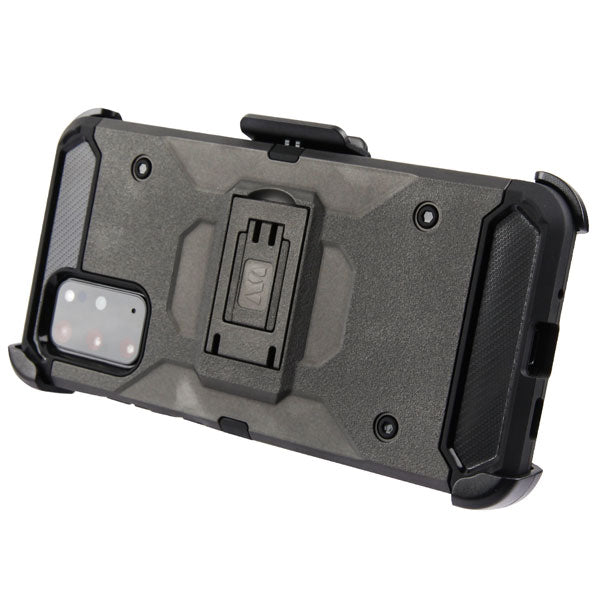 For Samsung Galaxy S10 5G (6.7") Hybrid Armor with Belt Clip Holster Kickstand & Screen Protector Hard PC Shockproof Gray Phone Case Cover