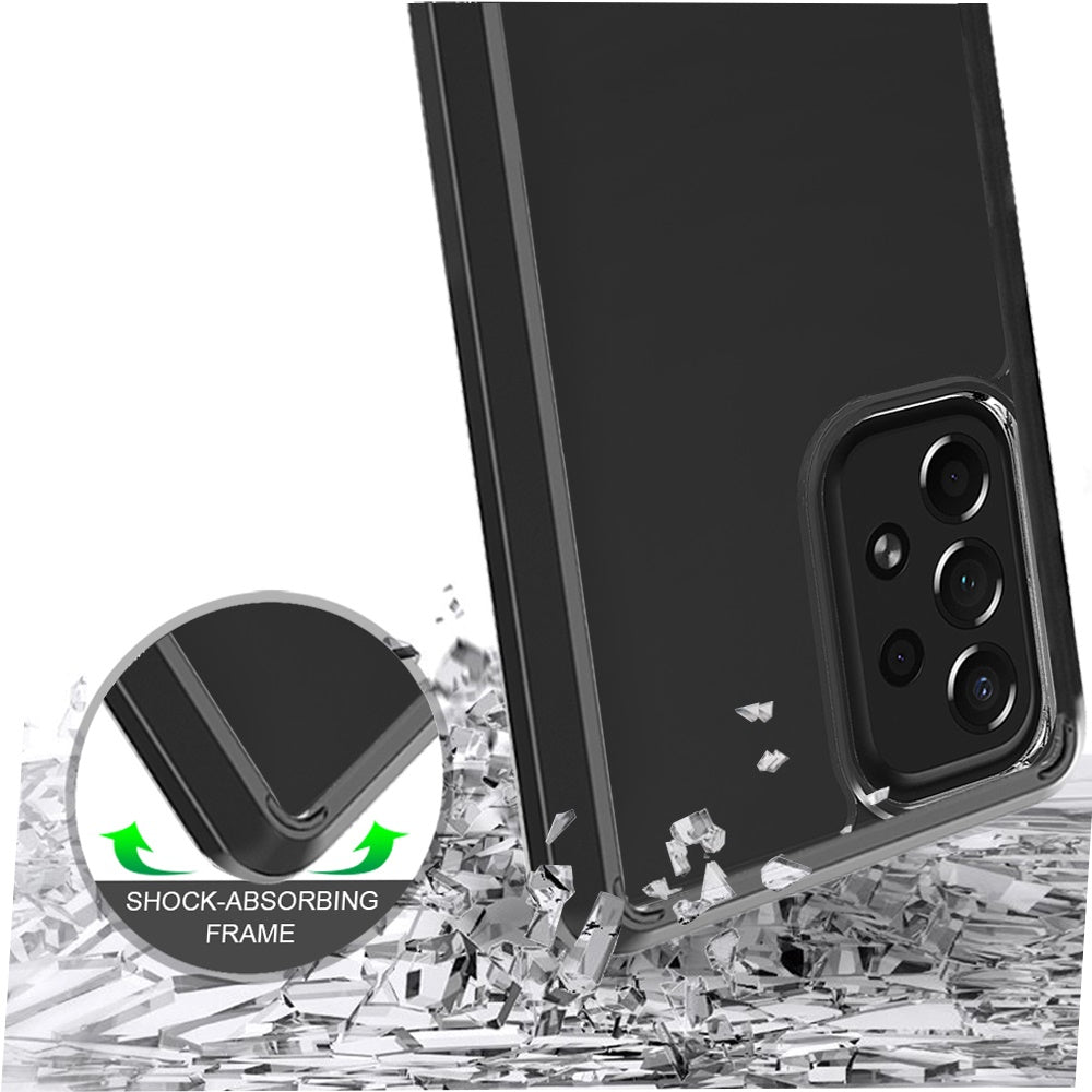 For Samsung Galaxy A53 5G Hybrid Slim Crystal Clear Transparent Shock-Absorption Bumper with TPU + Hard PC Back Frame  Phone Case Cover
