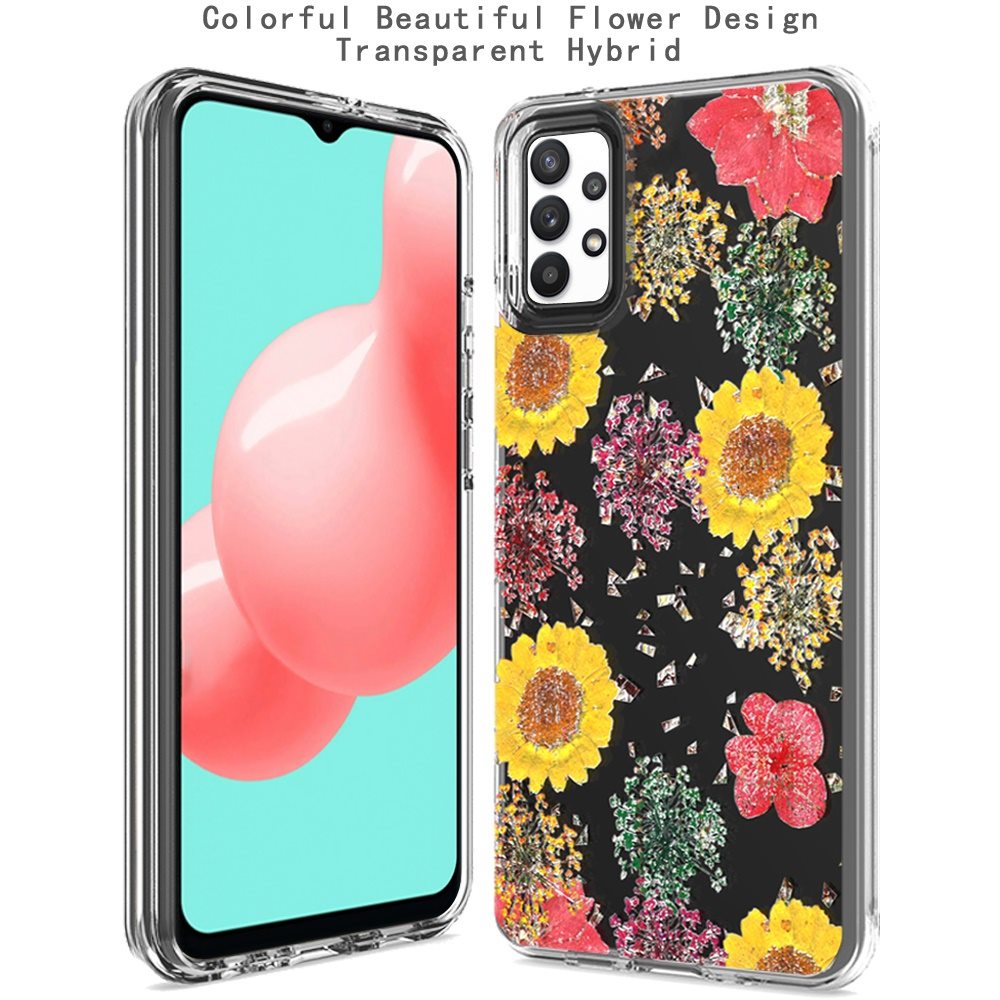 For Motorola Moto G Pure Glitter Flowers Floral Print Pattern Clear Design Shockproof Hybrid Fashion Sparkle Rubber TPU Bumper  Phone Case Cover