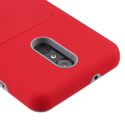 For LG Stylo 4 / Stylo 4 Plus Credit Card Wallet Back Storage Invisible Pocket Dual Layer Hard PC TPU Hybrid Protective Red Phone Case Cover