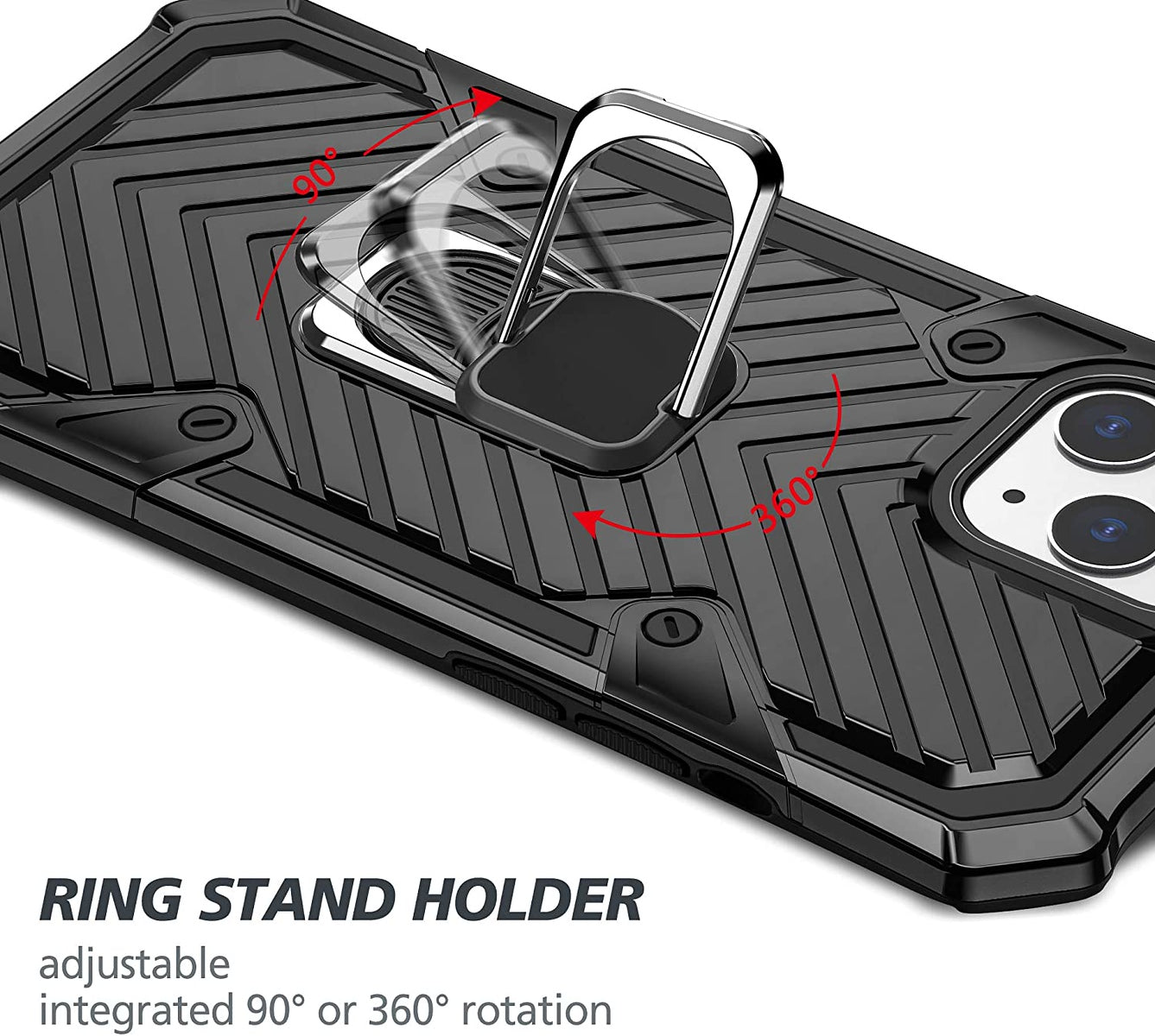 For Apple iPhone 13 Pro (6.1") Stand Ring Holder Finger Loop with Magnetic Grip Kickstand Hybrid Shockproof Armor Hard  Phone Case Cover