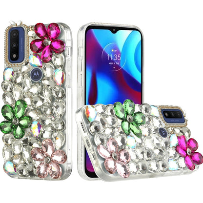 For Motorola Moto G Pure Bling Clear Crystal 3D Full Diamonds Luxury Sparkle Transparent Rhinestone Hybrid Bumper  Phone Case Cover