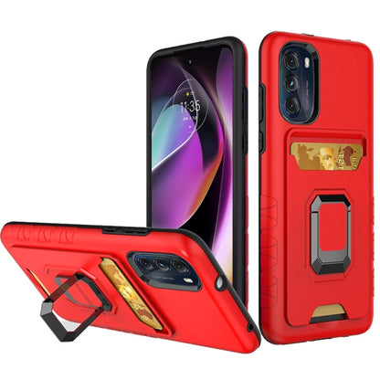 For Motorola Moto G 5G 2022 Wallet Case with Credit Card Slot Holder & Magnetic Stand Kickstand Ring Heavy Duty Hybrid  Phone Case Cover