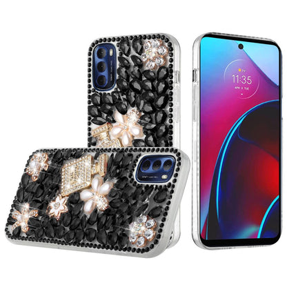 For Motorola Moto G Stylus 2022 4G Bling Clear Crystal 3D Full Diamonds Luxury Sparkle Rhinestone Hybrid  Phone Case Cover