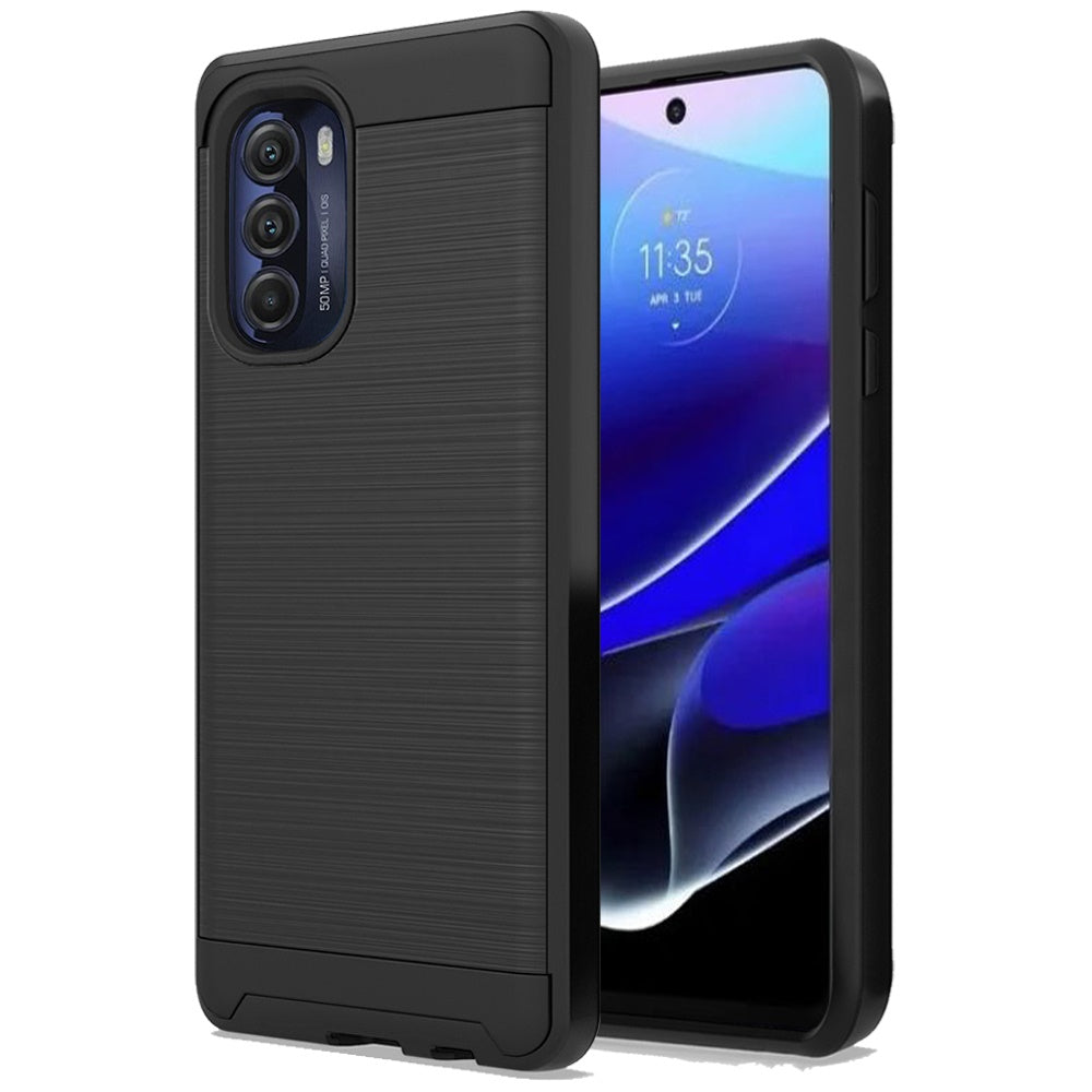 For Motorola Moto G Stylus 5G 2022 Hybrid Rugged Brushed Metallic Design [TPU + Hard PC] Dual Layer Shockproof Armor  Phone Case Cover
