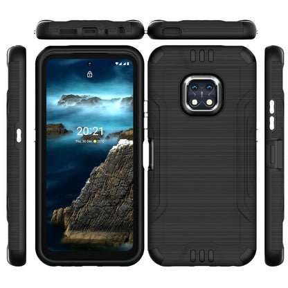 For Nokia XR20 Hybrid Dual Layer Slim Defender Armor Tuff Metallic Brush Texture Finishing Shockproof Hard PC + TPU Rubber  Phone Case Cover