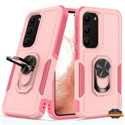 For Samsung Galaxy S23 /Plus /Ultra Heavy Duty Hybrid Rugged 2in1 TPU Shockproof Protective with Magnetic Ring Stand Holder  Phone Case Cover