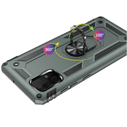 For Samsung Galaxy A22 5G Armor Hybrid Durable 360 Degree Rotatable Ring Stand Holder Kickstand 2in1 Fit Magnetic Car Mount Gray Phone Case Cover