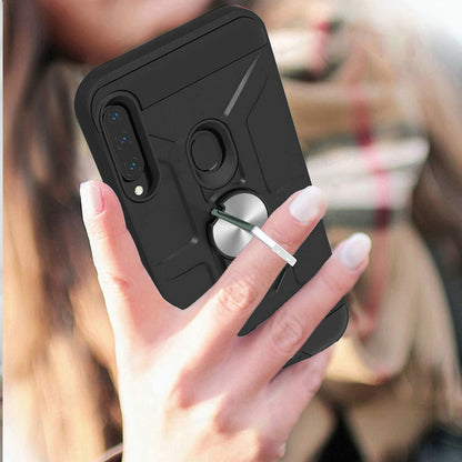 For Samsung Galaxy A02S Cases with Stand Kickstand Ring Holder [360° Rotating] Armor Dual Layer Work with Magnetic Car Mount PC+TPU Hard  Phone Case Cover