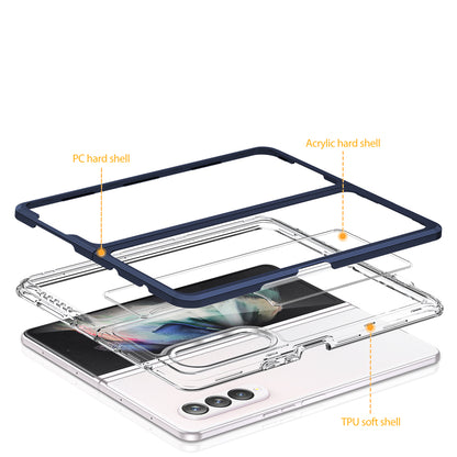 For Samsung Galaxy Z Fold 3 5G Shockproof Hybrid Hard Clear Back with Colored Frame Bumper Military Grade Hard PC + TPU Skin  Phone Case Cover