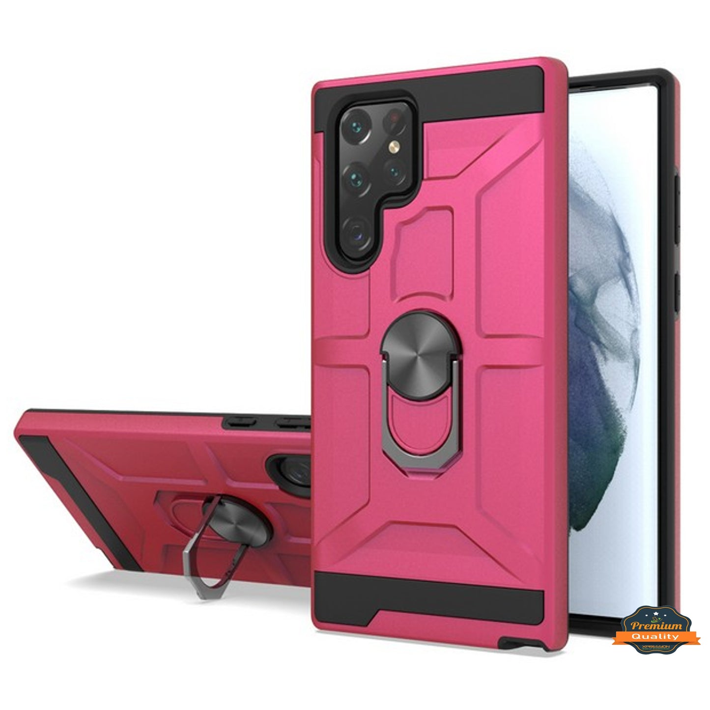 For Samsung Galaxy S22 Ultra Hybrid Ring Stand [360° Rotatable Ring Holder Magnetic Kickstand] Armor Shockproof TPU Rubber  Phone Case Cover